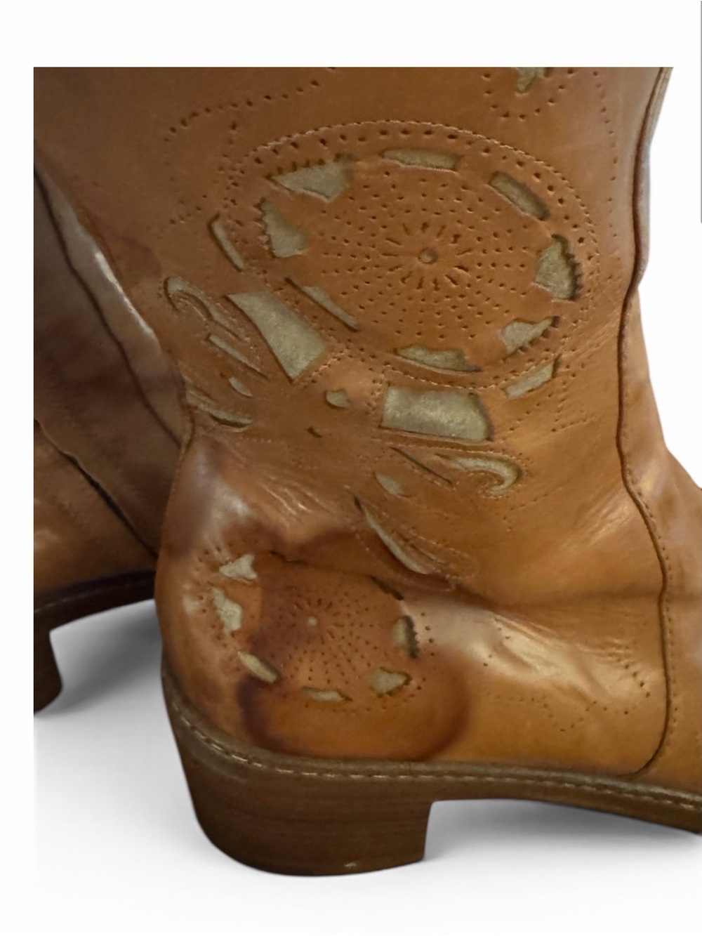 Dries Van Noten Tall Cognac Leather Heeled Boots - Picture 5 of 7